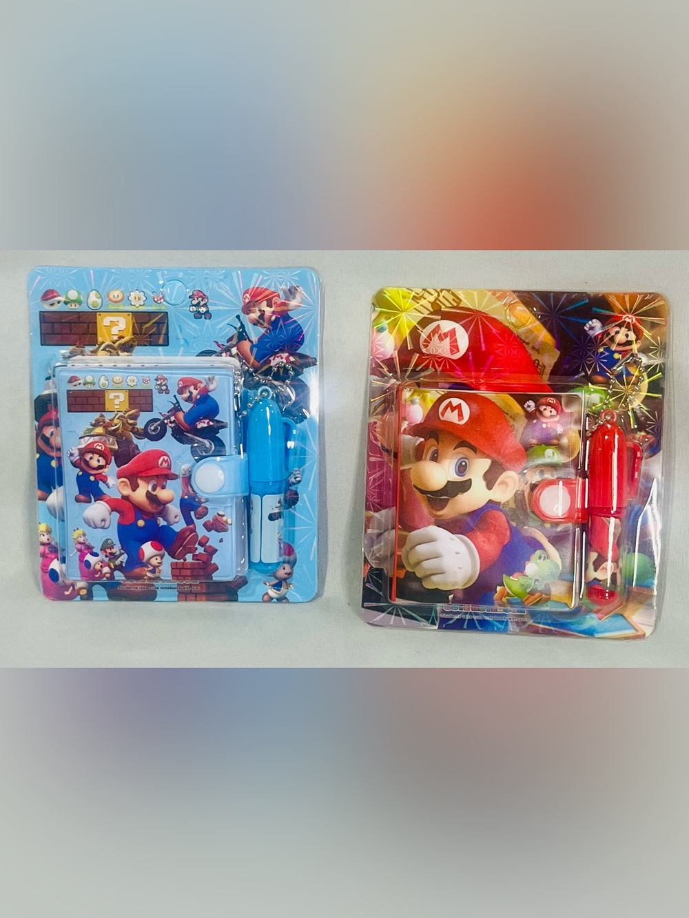Mario Themed Blue and Red Notebook Sets with Pen
